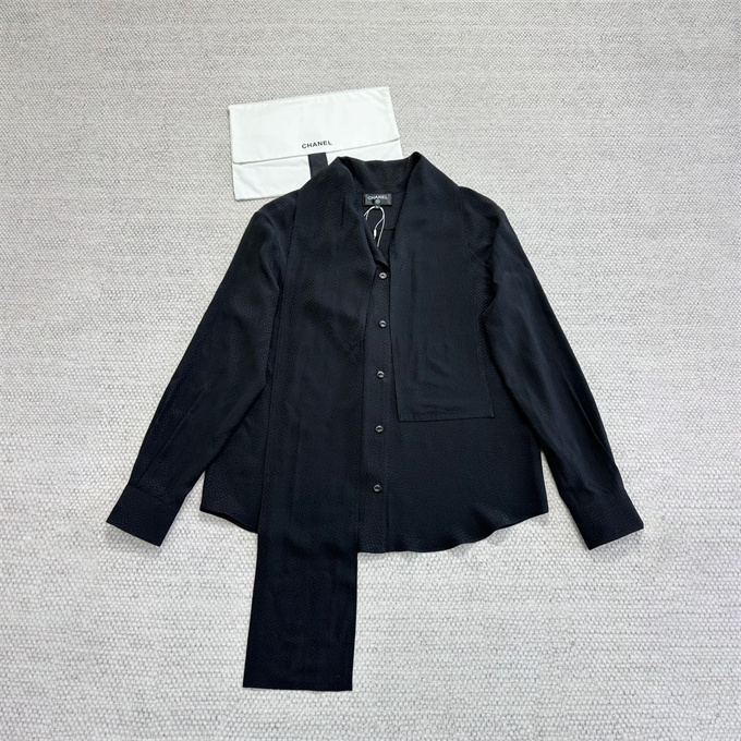 chanel bow tie silk jacquard shirt